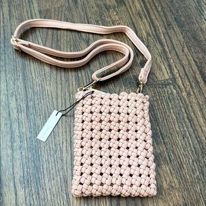 Anthropologie Remi/Reid The Kalani Woven Knot Cell Phone Bag in pink